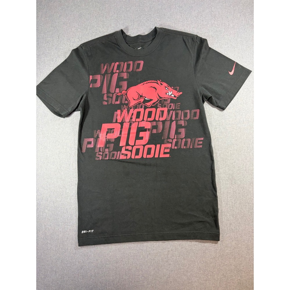 Nike Mens Arkansas Razorbacks Dri-FIT T-Shirt Black Red Woo Pig Sooie Small
